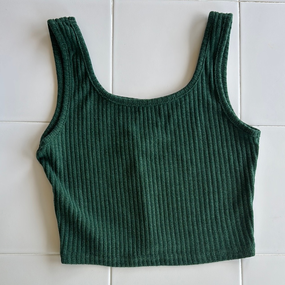 Green Ribbed Tank Top